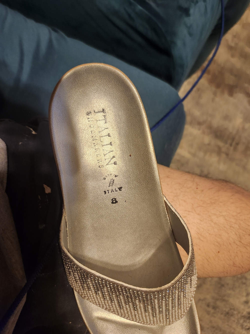 Italian Shoemakers Silver Rhinestone Slide Mule